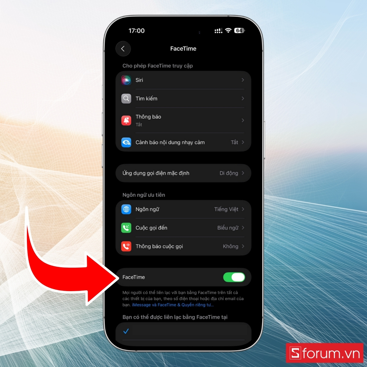Tắt và khởi động FaceTime khi iPhone không gọi được FaceTime - bước 3