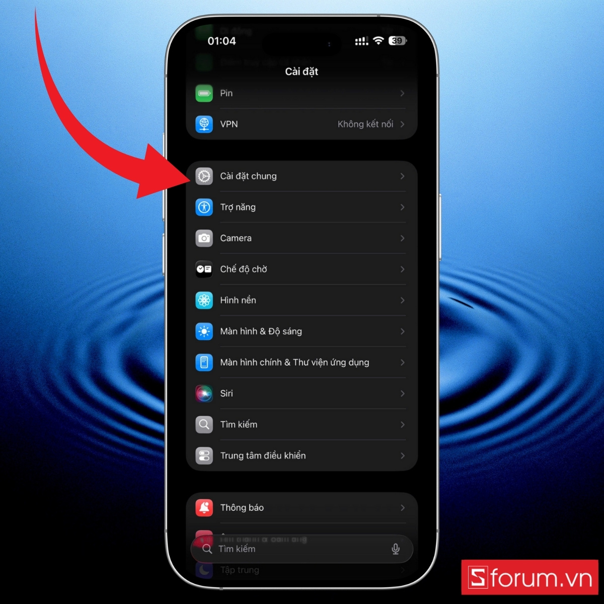 Truy cập Cài đặt trên iPhone