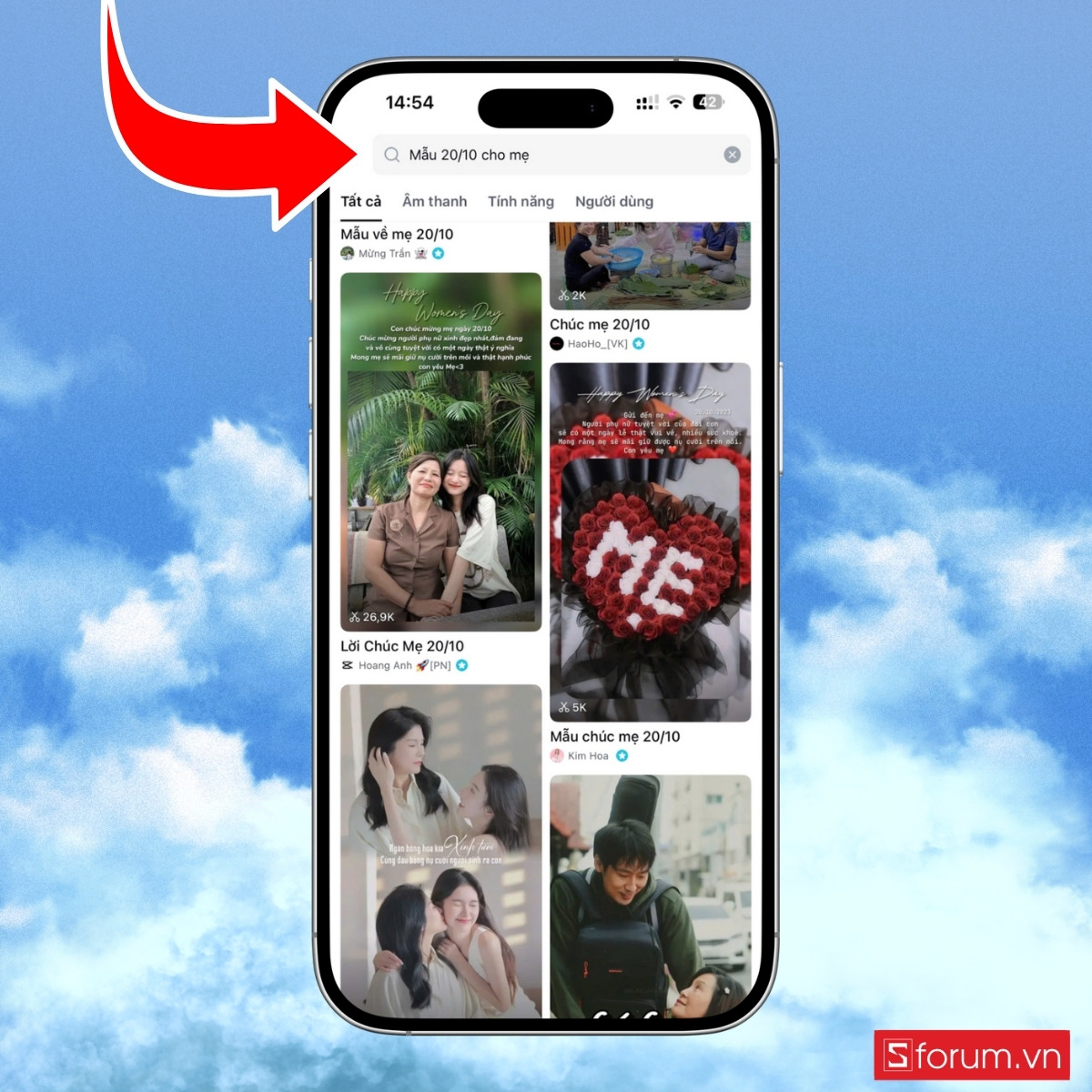 Cách dùng mẫu CapCut 20/10 để tạo video trên điện thoại bước 2