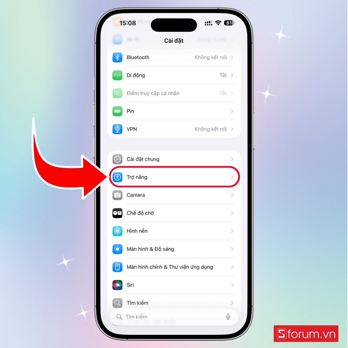 Hướng dẫn kích hoạt và thiết lập tính năng lè lưỡi trên iOS 26 bước 1