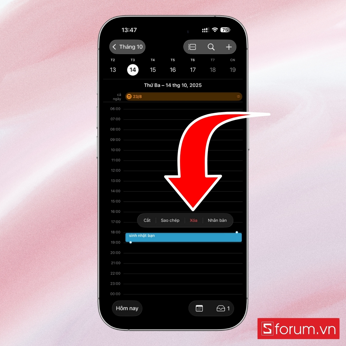 Xóa sự kiện