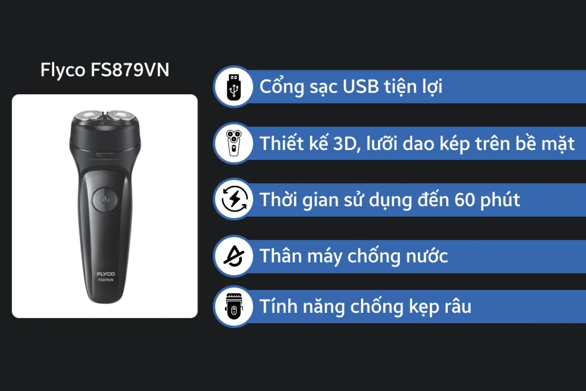 Review máy cạo râu Flyco Máy cạo râu hai lưỡi Flyco FS879VN