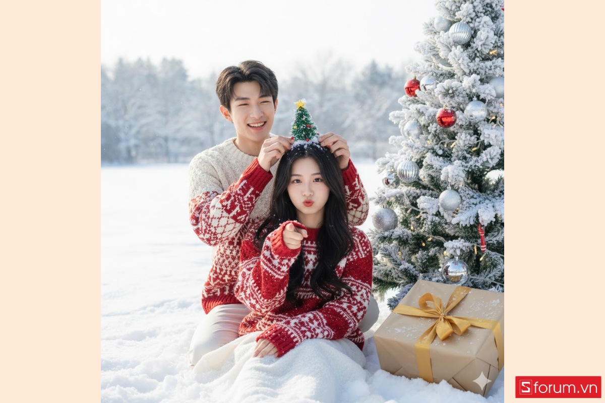 Mẫu prompt tạo ảnh Noel bằng AI cho các cặp đôi bằng Gemini AI 2