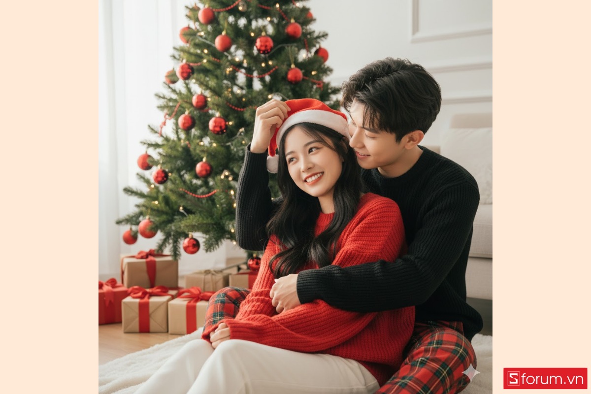 Mẫu prompt tạo ảnh Noel bằng AI cho các cặp đôi bằng Gemini AI 3