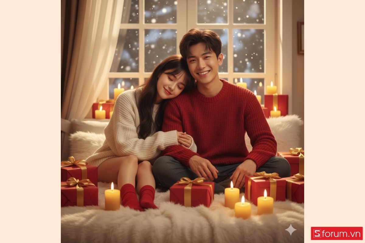 Mẫu prompt tạo ảnh Noel bằng AI cho các cặp đôi bằng Gemini AI 4