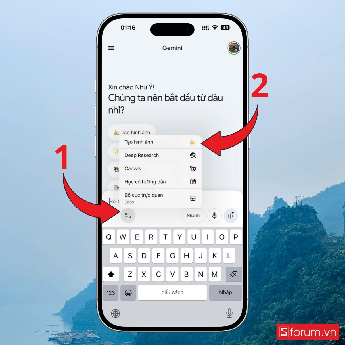 Các bước tạo ảnh Tết cho bé bằng AI Gemini trên điện thoại mở ứng dụng