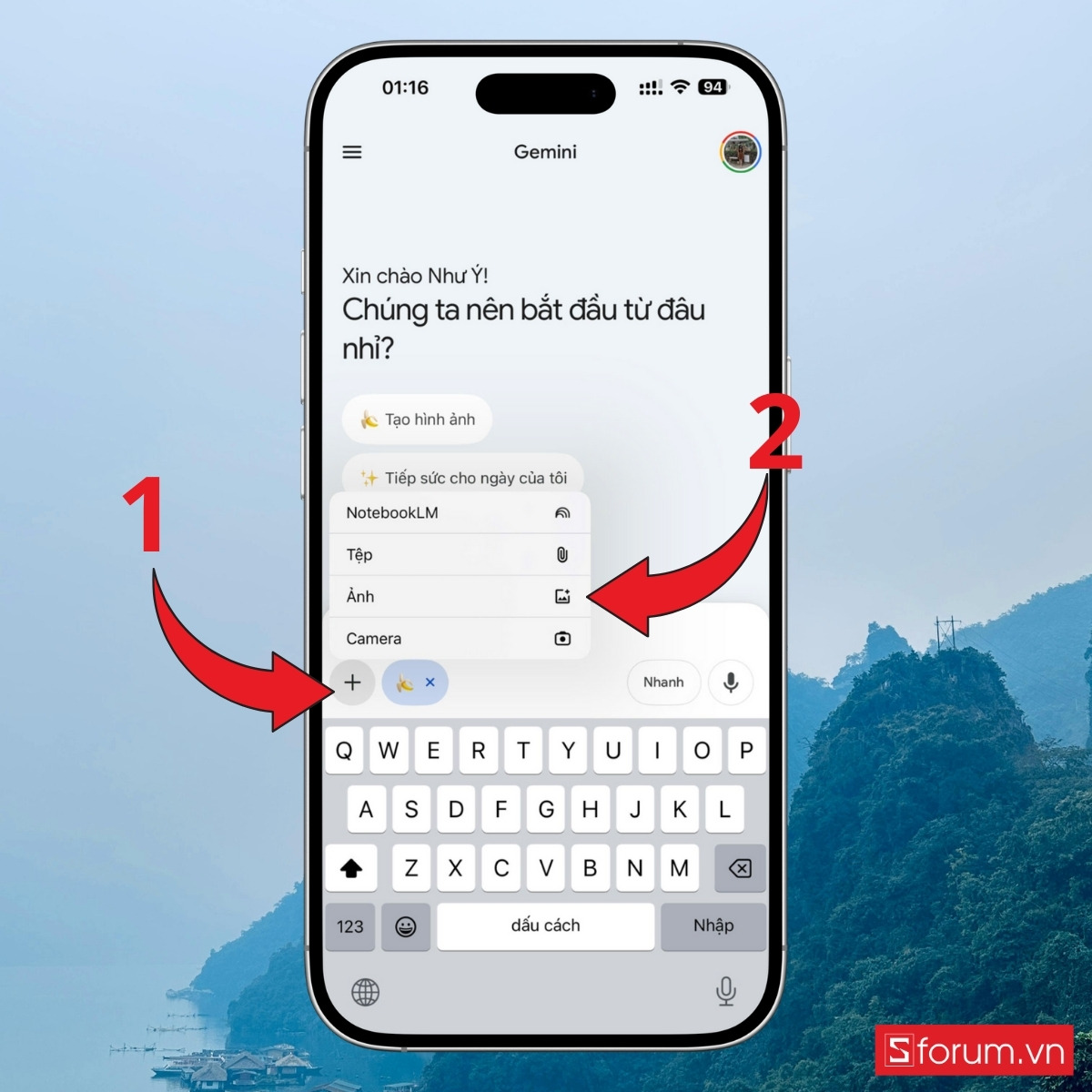 Các bước tạo ảnh Tết cho bé bằng AI Gemini trên điện thoại tải ảnh