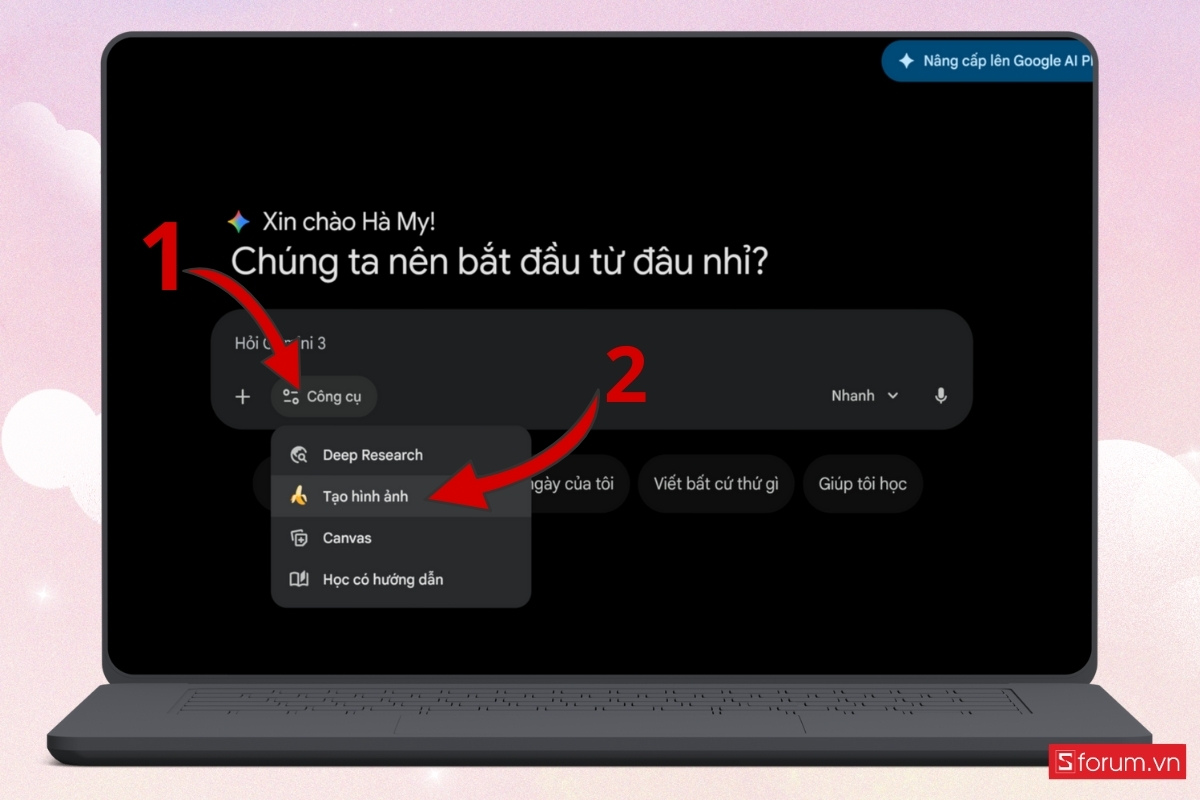Cách tạo ảnh Tết tông hồng pastel cho bé gái bằng AI truy cập vào công cụ AI