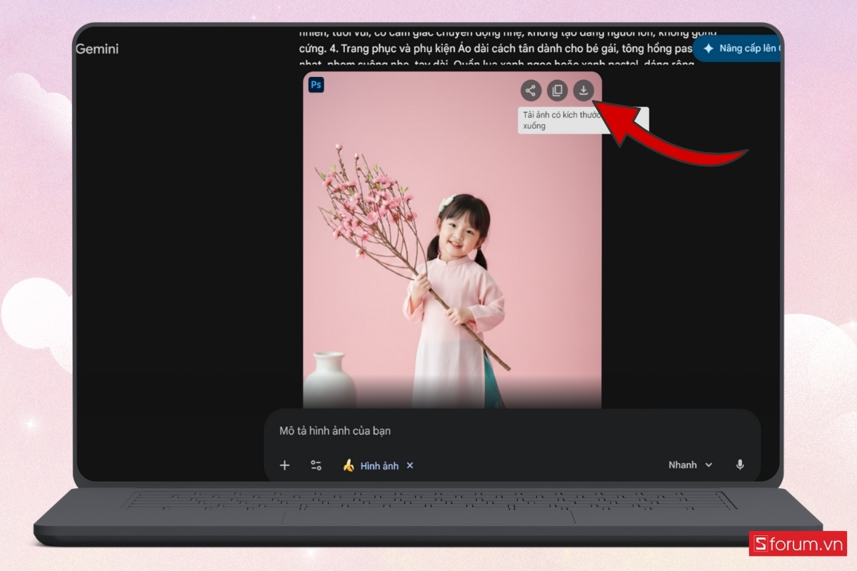 Cách tạo ảnh Tết tông hồng pastel cho bé gái bằng AI đợi kết quả