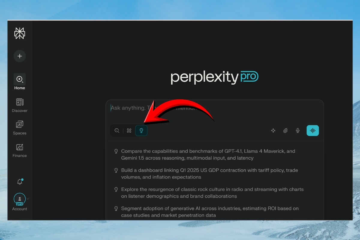 Kích hoạt Perplexity Lab và chọn nguồn dữ liệu 3