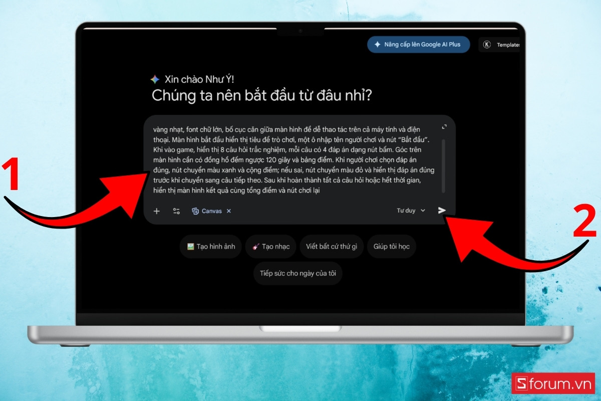 Hướng dẫn cách tạo trò chơi trên Gemini không cần biết lập trình bước 4