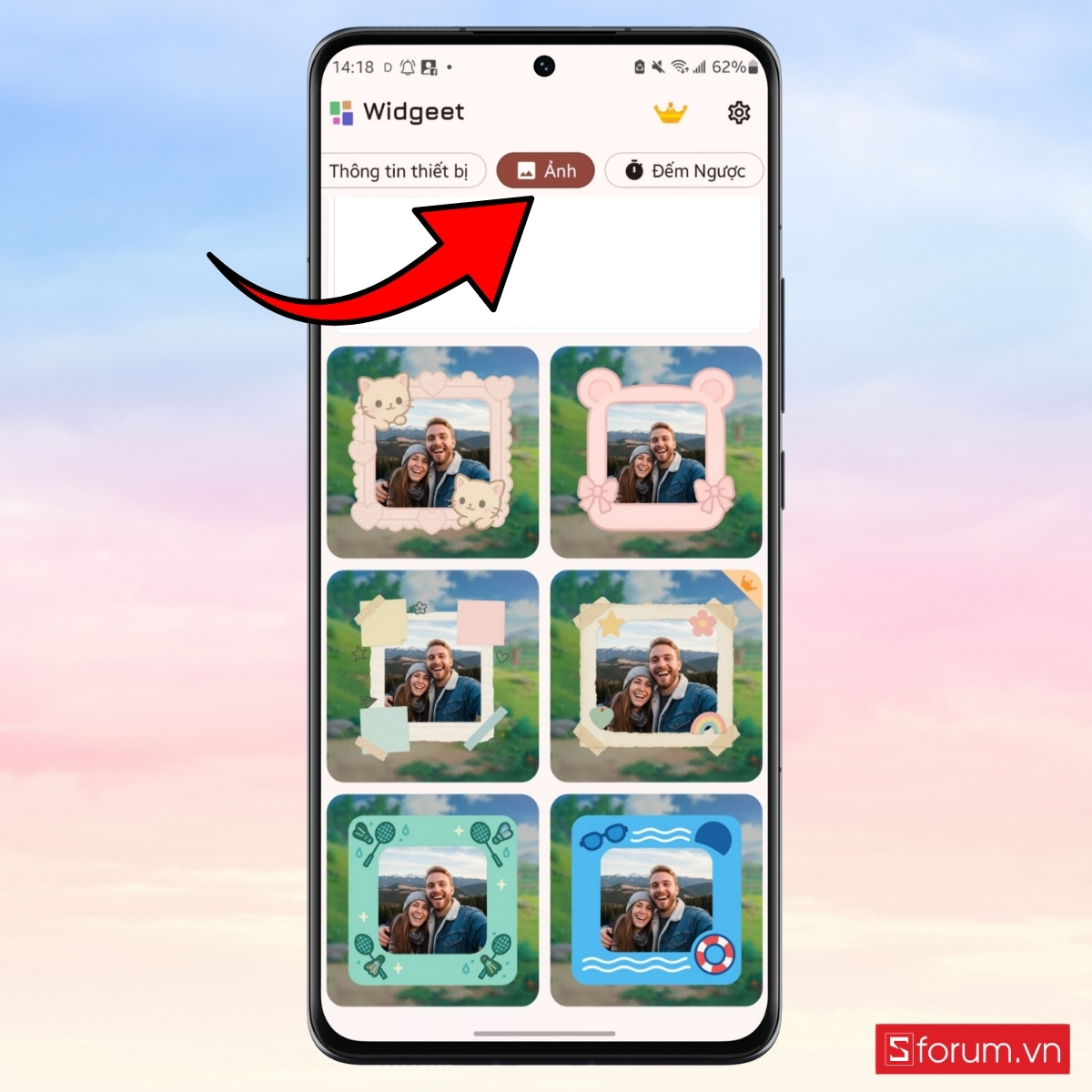 Chọn kiểu widget ảnh