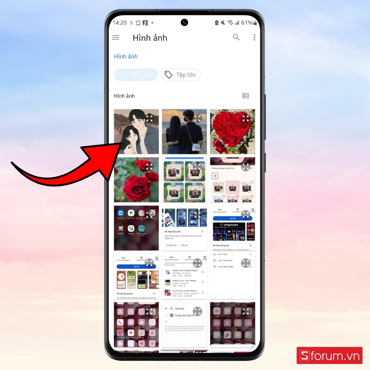 Hệ thống sẽ mở thư viện ảnh của điện thoại.