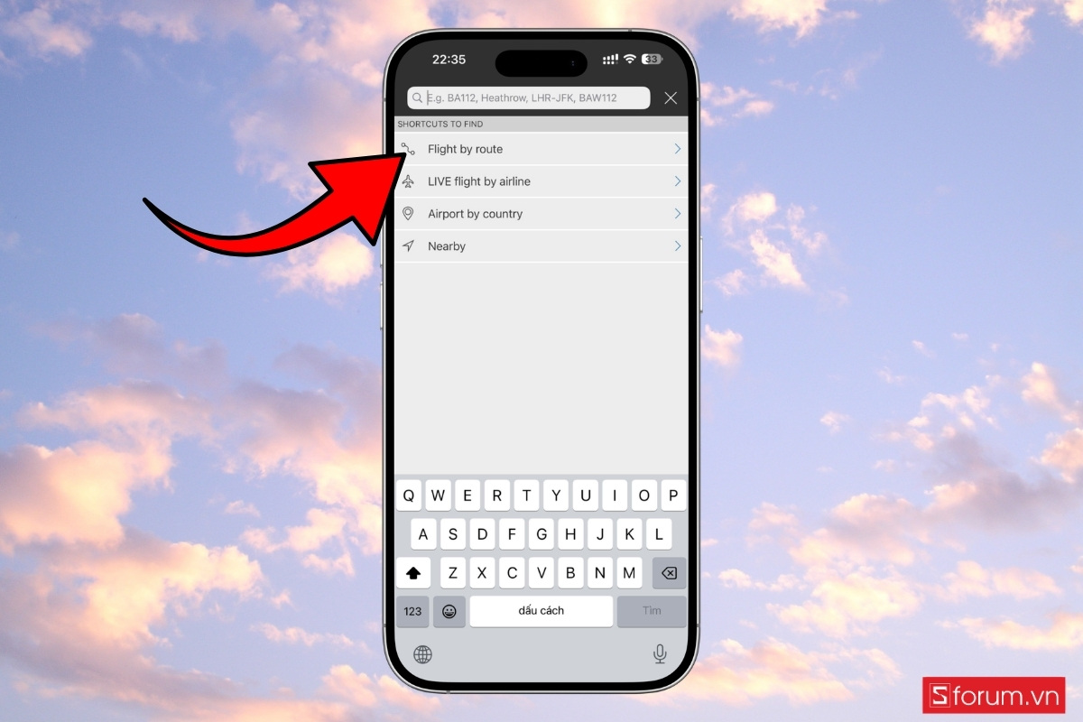 Cách theo dõi hành trình chuyến bay bằng Flightradar24 bước 2