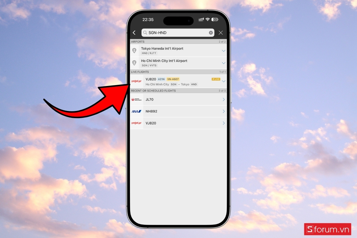 Cách theo dõi hành trình chuyến bay bằng Flightradar24 bước 4