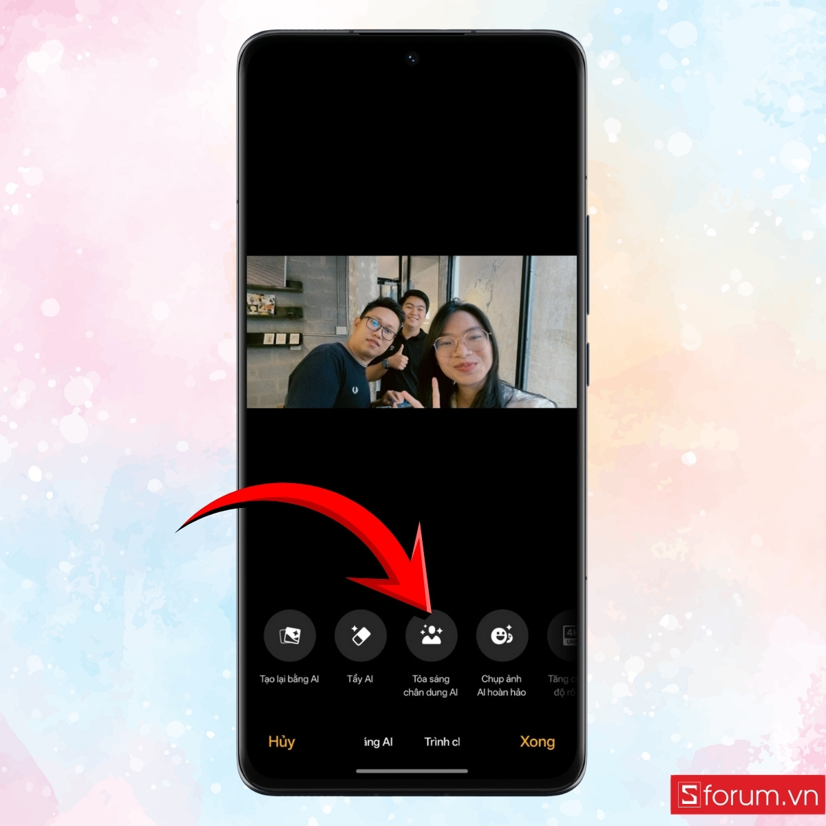 Các bước sử dụng tỏa sáng chân dung AI trên OPPO chọn tỏa sáng AI