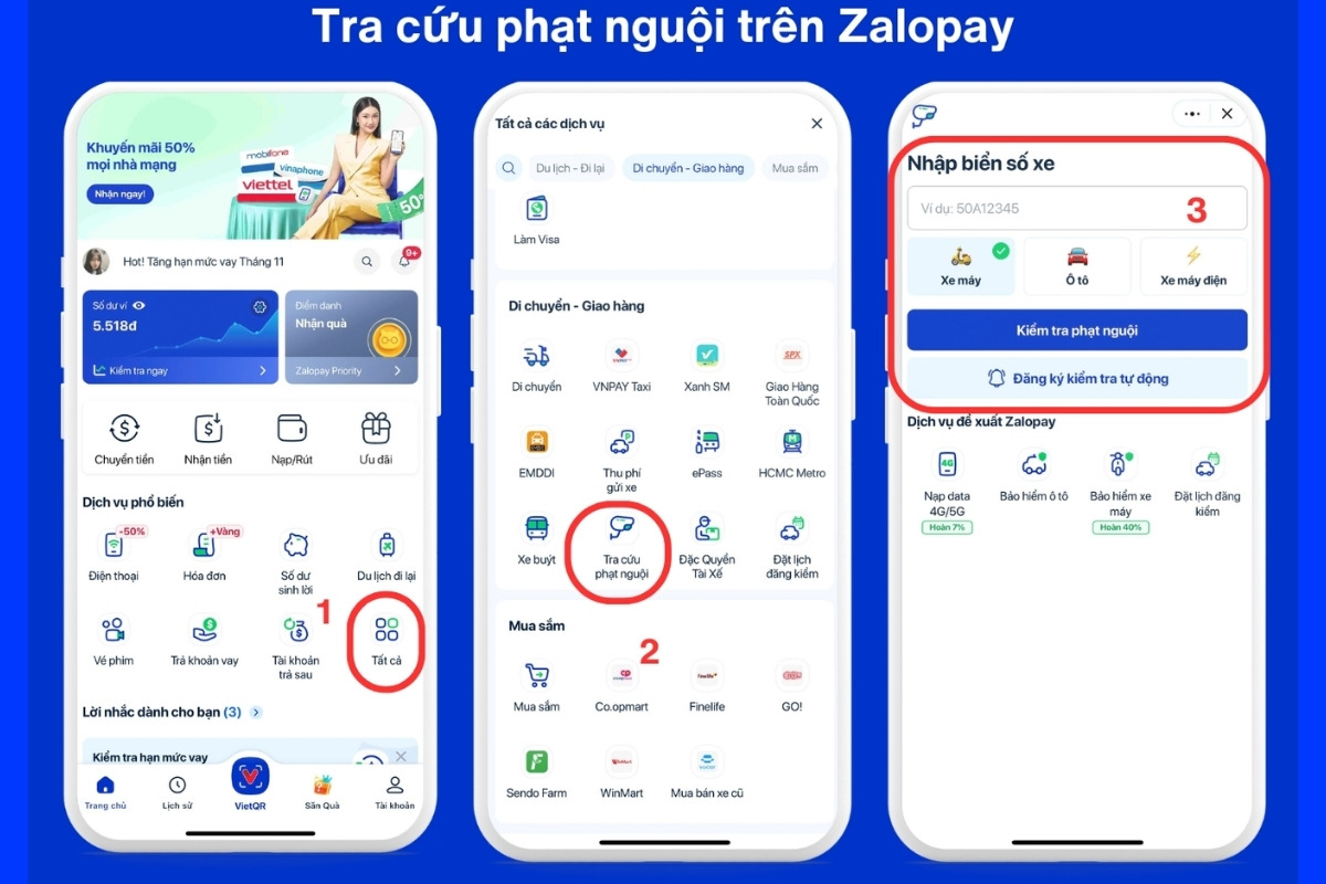 Hướng dẫn tra cứu phạt nguội trên ZaloPay đơn giản, chỉ mất 3s