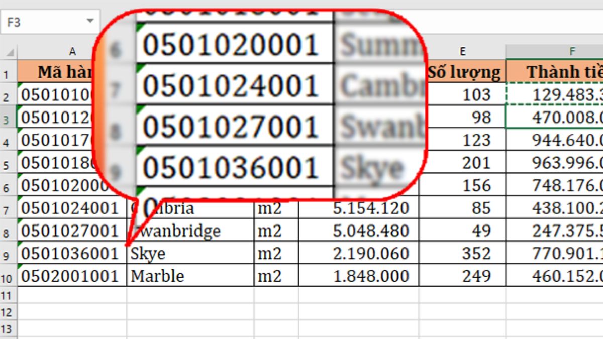 Tại sao ô Excel có dấu xanh ở góc