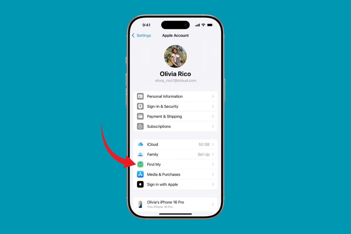 Chọn mục Tìm (Find My)
