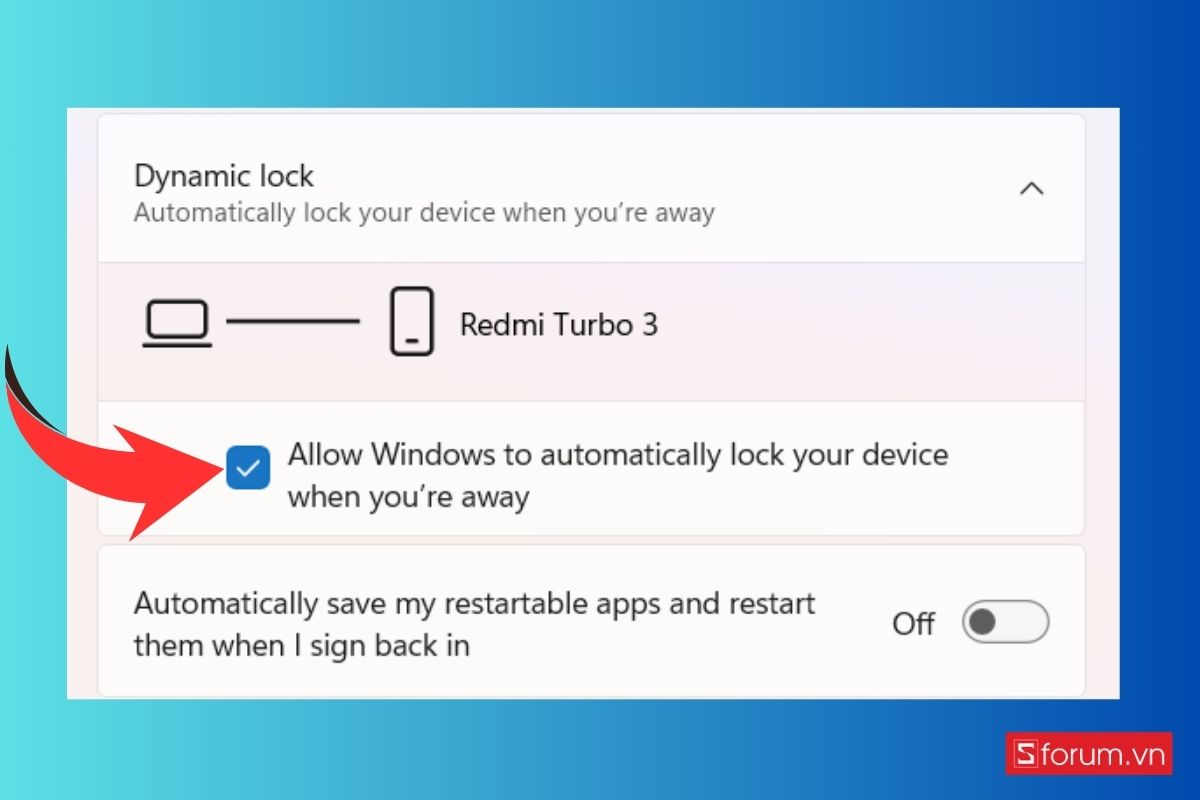 Sử dụng tính năng Dynamic Lock để khóa màn hình máy tính bước 5