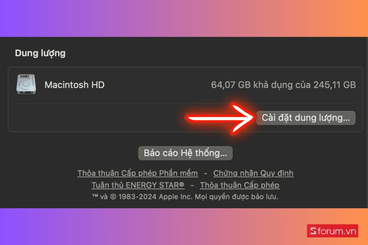Kiểm tra dung lượng Macbook bằng About This Mac nhanh chóng