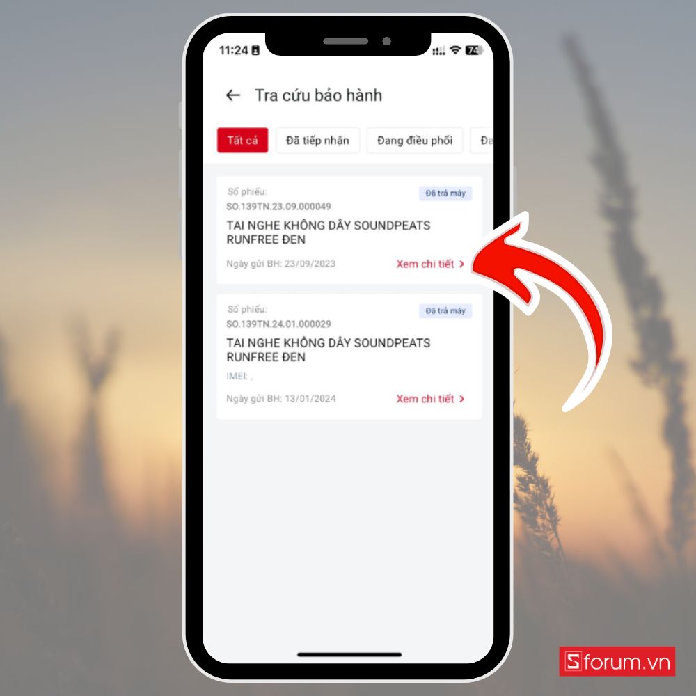Tra cứu bảo hành trực tiếp trên app 2