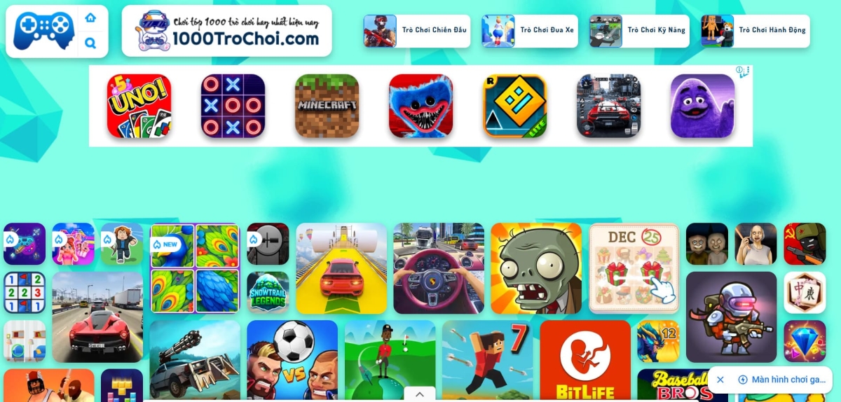 web 1000 trò chơi sở hữu kho game đồ sộ