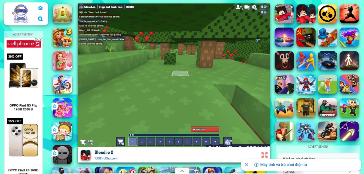 Bắt đầu trải nghiệm game bạn đã chọn