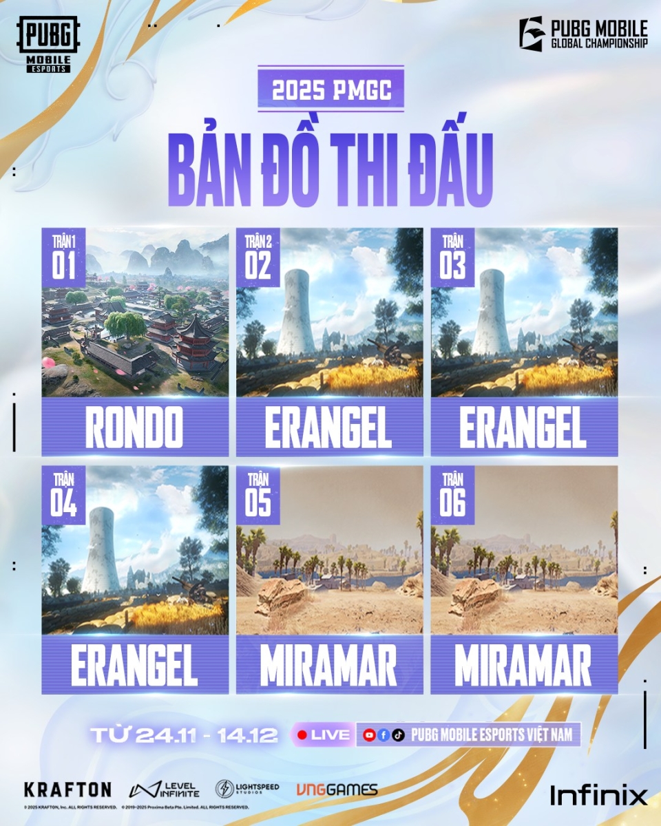 Các bản đồ thi đấu trong khuôn khổ PMGC 2025