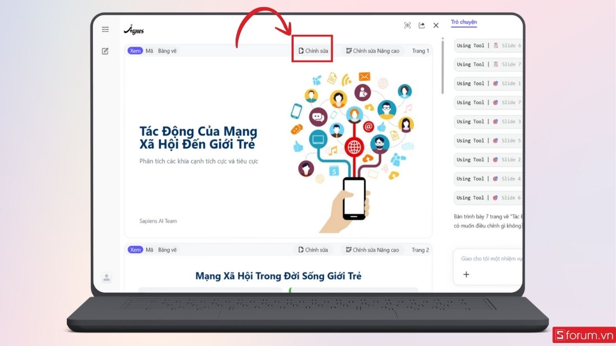 Nhấn Chỉnh sửa slide