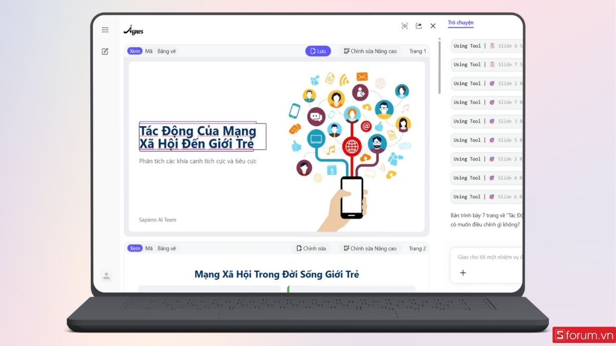 Chỉnh sửa nội dung hay thứ tự xắp xếp slide