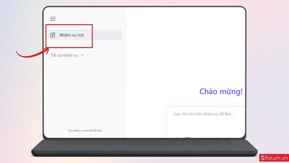 Nhấn vào Nhiệm vụ mới để bắt đầu