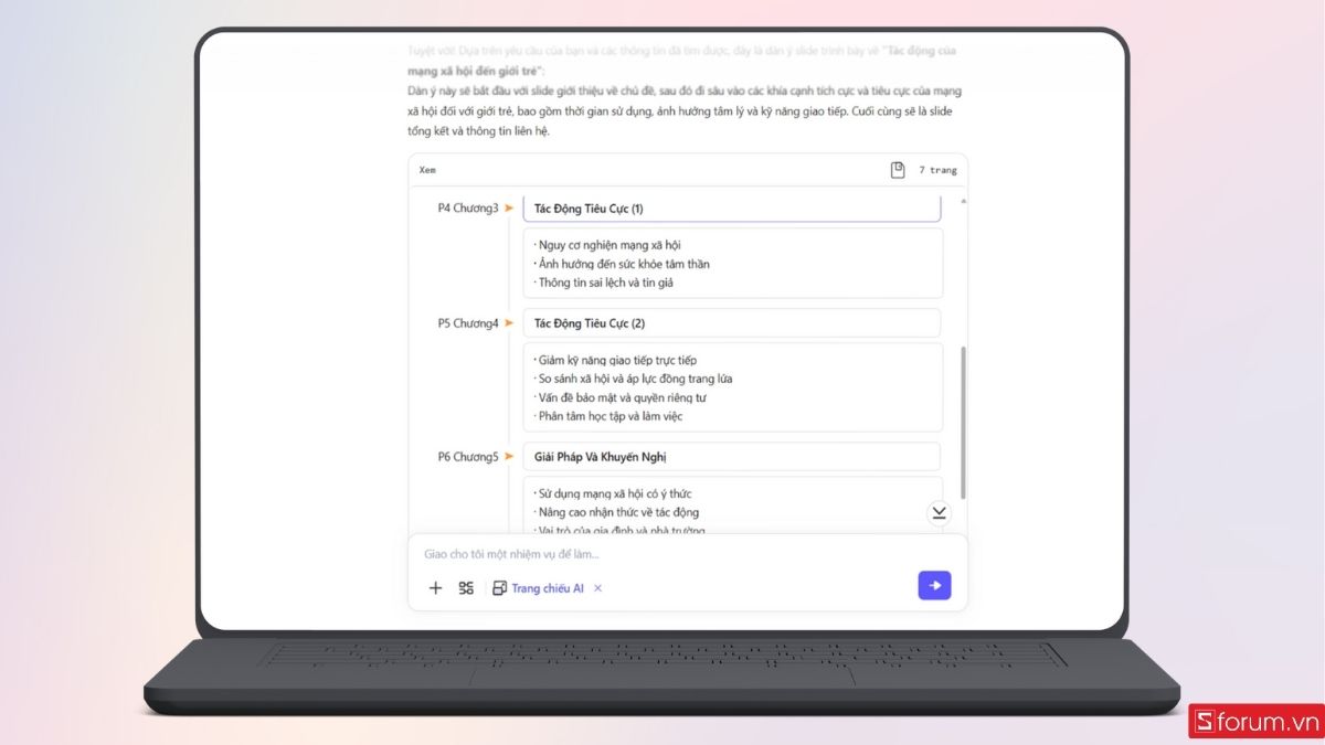 Agnes AI tạo sườn slide cụ thể