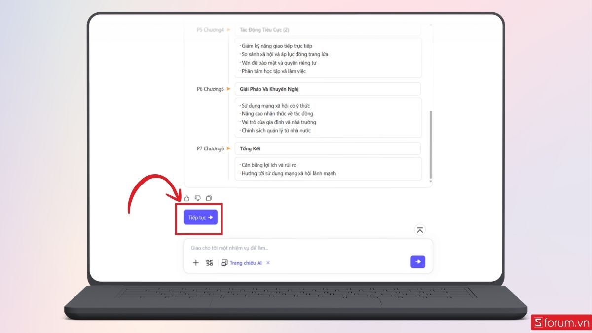 Nhấn Tiếp tục để tạo slide hoàn chỉnh