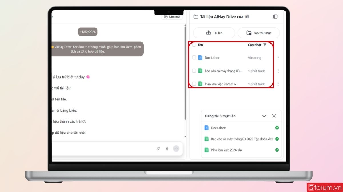 Các tệp bạn tải lên AI Hay drive sẽ được lưu trữ tại đây