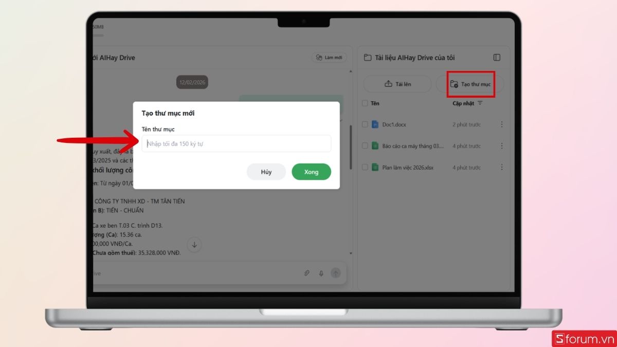 Bạn có thể tạo thư mục để quản lý dữ liệu dễ dàng hơn