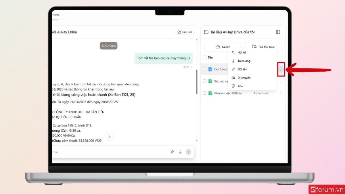Nhấn vào biểu tượng như hình để quản lý tài liệu dễ dàng hơn
