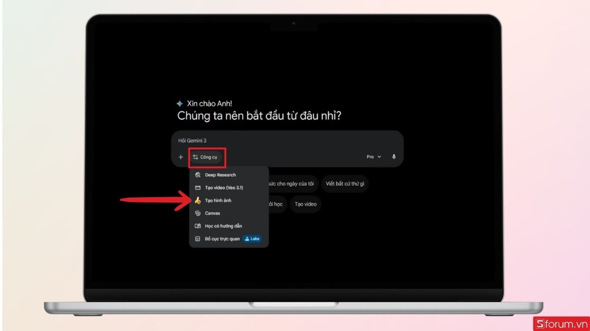 Nhấn vào đây để chuyển sang chế độ Tạo hình ảnh