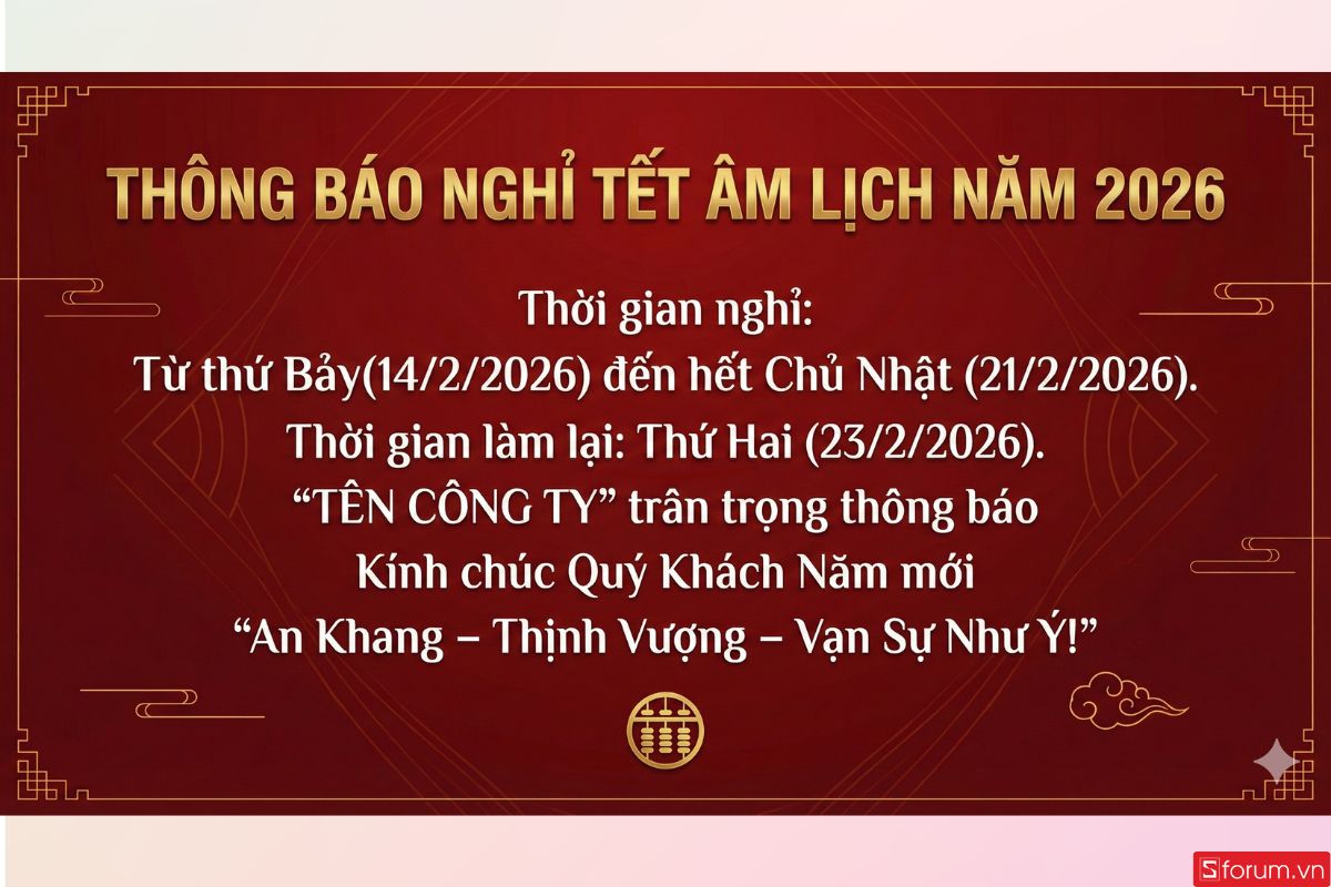 Poster nghỉ Tết 2026