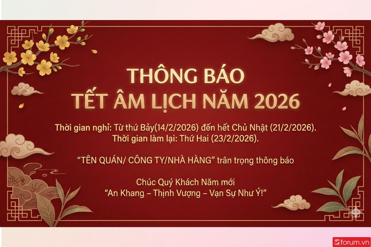 Tham khảo prompt Lịch thông báo nghỉ Tết khác