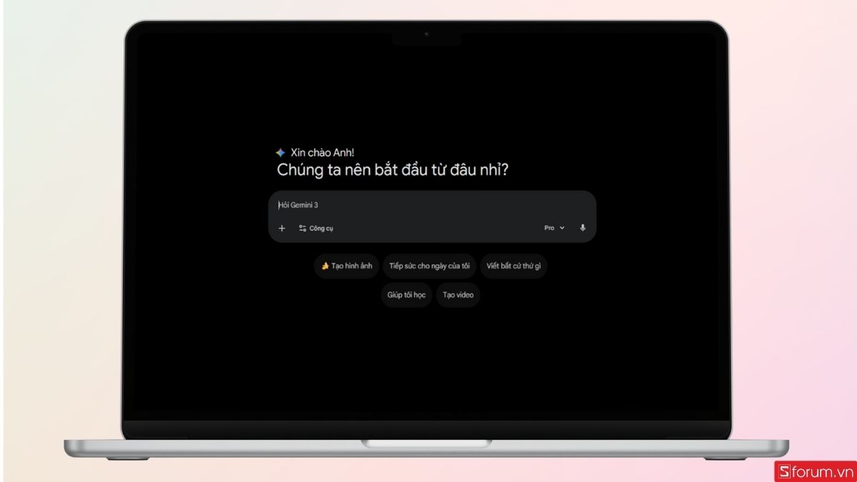 Giao diện chính của Google Gemini