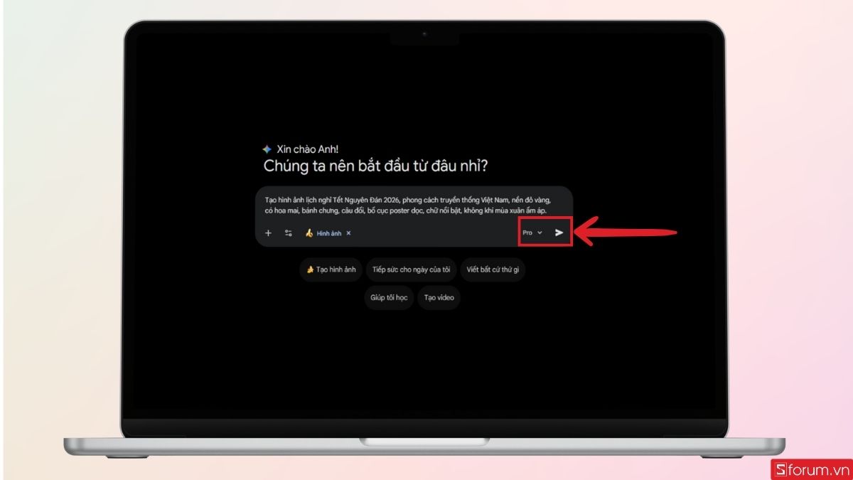 Nhấn nút Gửi để bắt đầu tạo hình ảnh