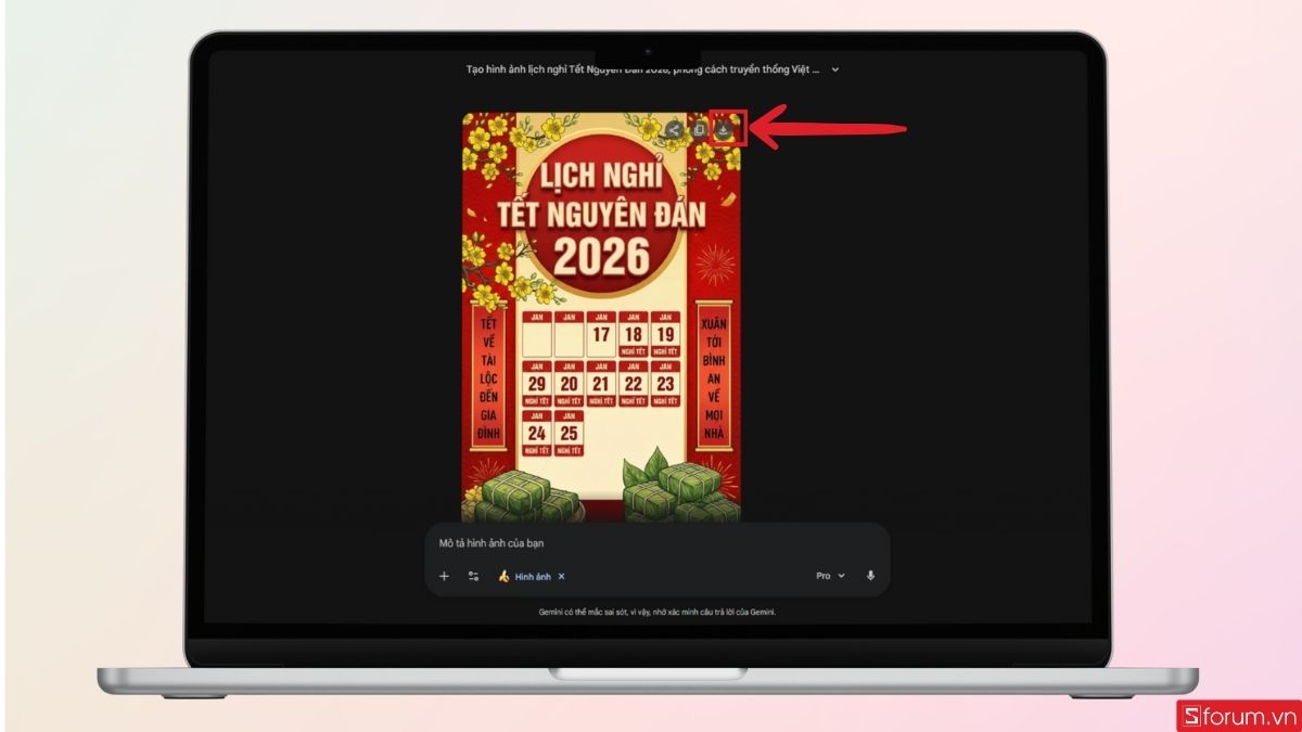 Nhấn vào biểu tượng như hình để tải ảnh về máy
