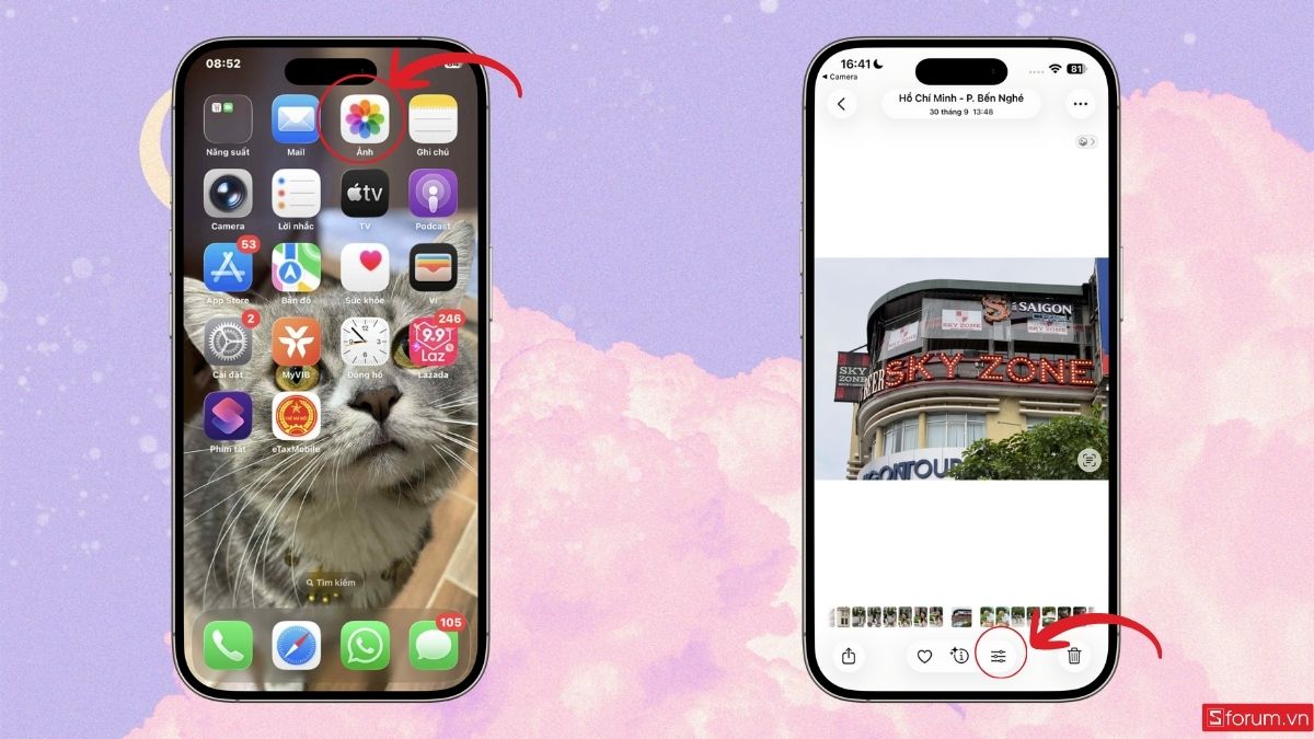 Nhấn chỉnh sửa trong từng ảnh