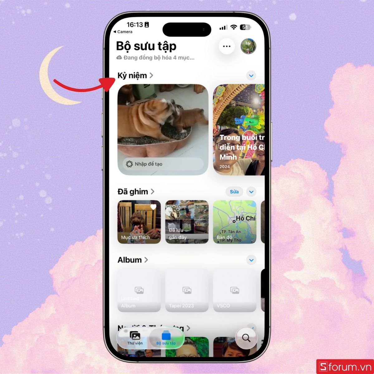 Trong bộ sưu tập, chọn Kỷ niệm