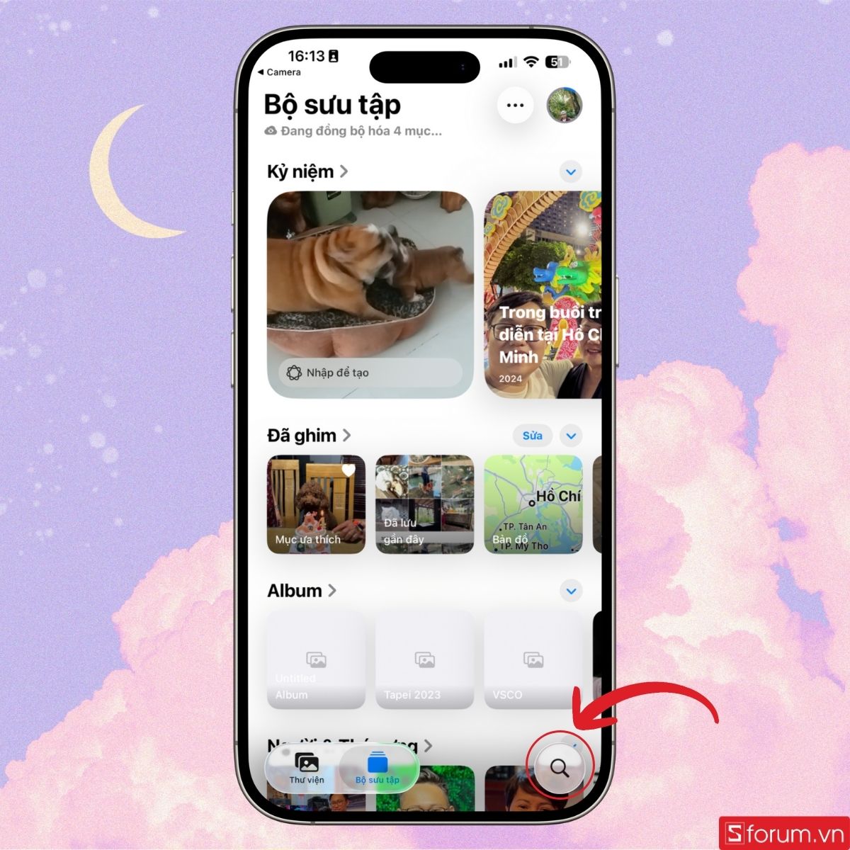 Chọn biểu tượng tìm kiếm trong Ảnh
