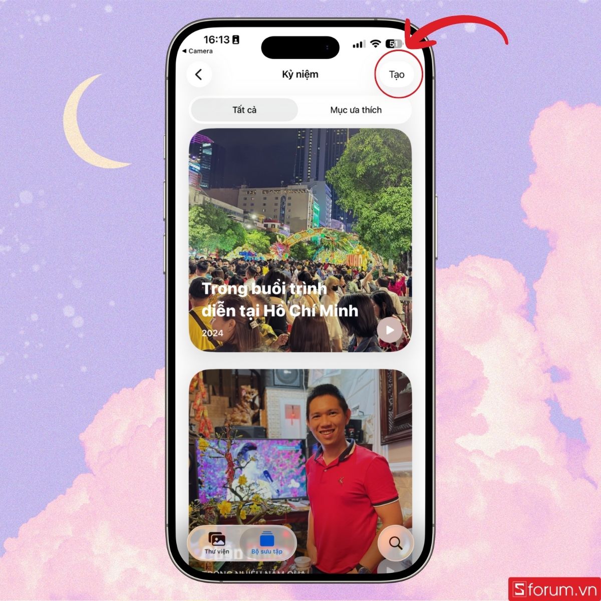 Nhấn Tạo kỷ niệm