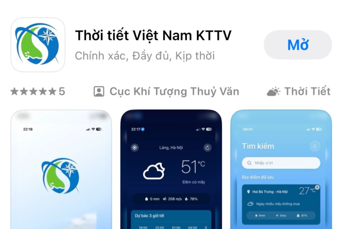 Những điều cần lưu ý khi sử dụng app Dự báo thời tiết Việt Nam KTTV
