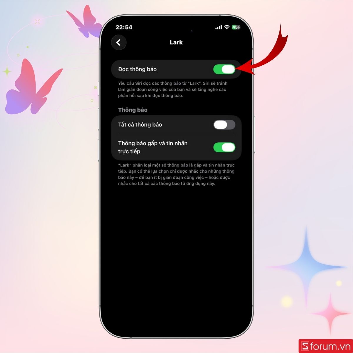 Tiến hành gạt công tắc của các ứng dụng bạn muốn bật thông báo