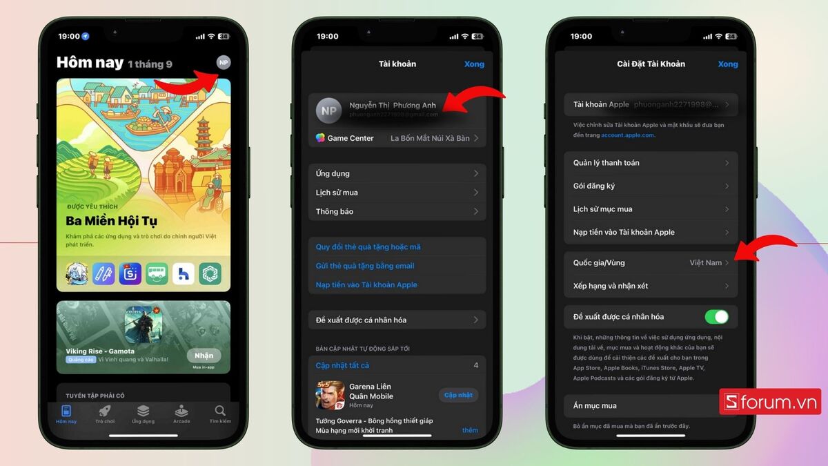 Vào App Store để thay đổi vùng quốc gia